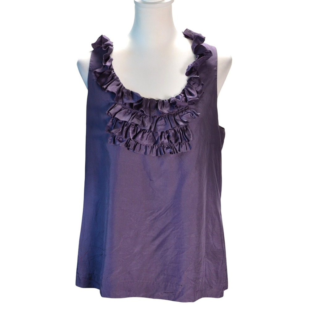 Banana Republic Ruffle Tank Top Work Date Night Weekend Summer Purple Size M